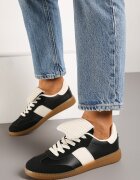  Adidași Negri pe talpă plată cu limbă răsfrântă Felilora