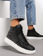  Adidași negri plați cu șireturi cu guler înalt Targia