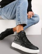  Adidași negri plați cu șireturi cu guler înalt Targia