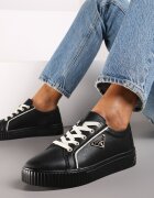  Adidași Negri Plati Din piele cu Aplicație Triunghi Labriene
