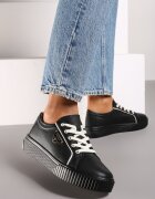  Adidași Negri Plati Din piele cu Aplicație Triunghi Labriene