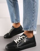  Adidași Negri Plati Din piele cu Aplicație Triunghi Labriene