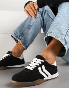  Adidași negri tip teniși cu dungi decorative Zommea