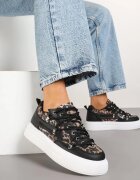  Adidași Negru-Alb cu imprimeu leopard Calidi