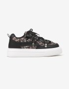  Adidași Negru-Alb cu imprimeu leopard Calidi