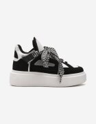  Adidași Negru-Alb cu Talpă Groasă și Șireturi Decorative Edidda