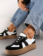  Adidași Negru-Alb pe Platformă Joasă cu Inserții Textile Xeonbia
