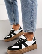  Adidași Negru-Alb pe Platformă Joasă cu Inserții Textile Xeonbia