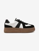  Adidași Negru-Alb pe Platformă Joasă cu Inserții Textile Xeonbia