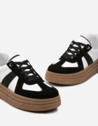  Adidași Negru-Alb pe Platformă Joasă cu Inserții Textile Xeonbia