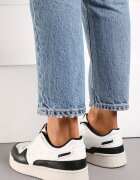  Adidași Negru-Alb sub gleznă pe talpă plată cu șireturi Virehana