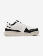  Adidași Negru-Alb sub gleznă pe talpă plată cu șireturi Virehana