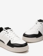  Adidași Negru-Alb sub gleznă pe talpă plată cu șireturi Virehana