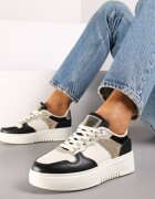 Adidași Negru-Bej pe Talpă Groasă cu Inserție Metalică Miathra