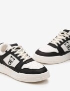  Adidași Negru și Alb cu imprimeu decorativ și perforații delicate Bleordia