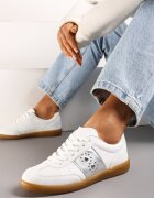  Adidași Plati Alb-Argintiu Cu șireturi cu Nituri Decorative Blosenti