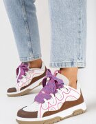  Adidași Roz-Albi cu Șireturi Decorative și Sclipici Nevesa