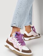  Adidași Roz-Albi cu Șireturi Decorative și Sclipici Nevesa