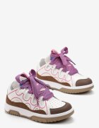  Adidași Roz-Albi cu Șireturi Decorative și Sclipici Nevesa