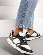  Adidași Sport Alb-Negru cu Inserții din Piele Ecologică Isadona