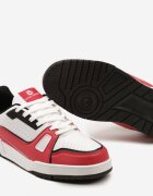  Adidași sport Albi-Roșii Plați Cu șireturi Cu perforații și Talpă Decorativă Wiada