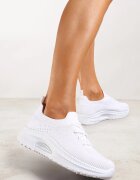  Adidași sport albi slip-on cu parte superioară elastică și inserție decorativă pe talpă Moonsara