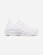  Adidași sport albi slip-on cu parte superioară elastică și inserție decorativă pe talpă Moonsara