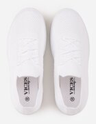  Adidași sport albi slip-on cu parte superioară elastică și inserție decorativă pe talpă Moonsara