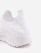  Adidași sport albi slip-on cu parte superioară elastică și inserție decorativă pe talpă Moonsara