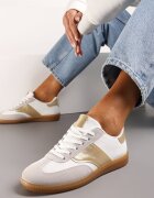  Adidași Tenisi Alb-Auriu cu Croială Clasică Până la Glezne Satrama