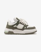 Adidași Verde-Albi Clasici Cu șireturi pe Talpă Plată cu Inserție Transparentă Famarie