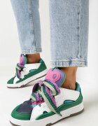  Adidași Verzi cu șireturi decorative și limbă lată Vessy