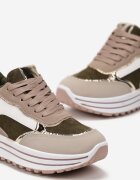  Adidași Verzi pe Platformă cu Inserții Metalice Stovia