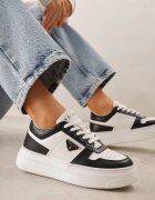  Adidași Vices Negru-Alb cu Talpă Groasă Ornament Geometric și Perforații Karvesa