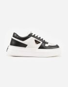  Adidași Vices Negru-Alb cu Talpă Groasă Ornament Geometric și Perforații Karvesa