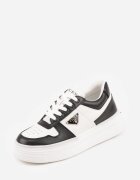  Adidași Vices Negru-Alb cu Talpă Groasă Ornament Geometric și Perforații Karvesa