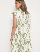 ainuosi Rochie Verde Evazată croi cămașă cu in și viscoză Folarane