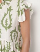 ainuosi Rochie Verde Evazată croi cămașă cu in și viscoză Folarane