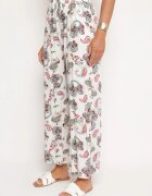 airisa Pantaloni Alb-Roz din Bumbac stil Boho cu picioare largi și elastic în talie Jelvia