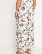 airisa Pantaloni Alb-Roz din Bumbac stil Boho cu picioare largi și elastic în talie Jelvia