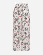 airisa Pantaloni Alb-Roz din Bumbac stil Boho cu picioare largi și elastic în talie Jelvia
