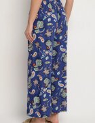 airisa Pantaloni Albaștri din Bumbac în Stil Boho cu Crăci Largi și Bandă Elastică în Talie Jelvia