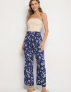 airisa Pantaloni Albaștri din Bumbac în Stil Boho cu Crăci Largi și Bandă Elastică în Talie Jelvia