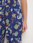 airisa Pantaloni Albaștri din Bumbac în Stil Boho cu Crăci Largi și Bandă Elastică în Talie Jelvia