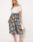 airisa Pantaloni albaștri largi cu talie înaltă din bumbac și elastic în talie Opefia