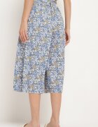airisa Pantaloni Albaștri Largi Plisați din bumbac și cu elastic în talie legați cu cordon Closofia