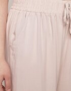 airisa Pantaloni bej deschis din bumbac tip Palazzo cu talie înaltă și elastic în talie Fitanea
