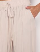 airisa Pantaloni Bej din Bumbac Croi Culotte cu Talie Înaltă Finisați cu Elastic în Talie Eviorias