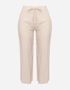 airisa Pantaloni Bej din Bumbac Croi Culotte cu Talie Înaltă Finisați cu Elastic în Talie Eviorias