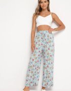 airisa Pantaloni de bumbac albastri deschiși cu picioare largi și elastic în talie Lopalia